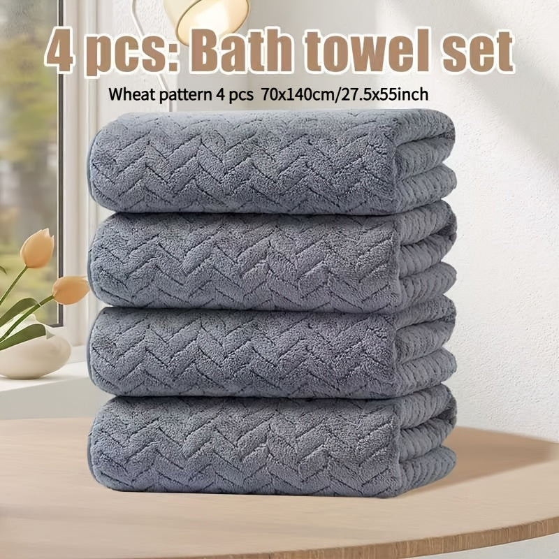 High-Quality BAYEXE 4pcs Set of Bath Towels | 27.5 Inches X 55 Inches | Absorbent, Lint-Free, Soft, Quick-Drying | Suitable for Swimming, Fitness, Sauna, Bathroom | Autumn, Winter, Christmas