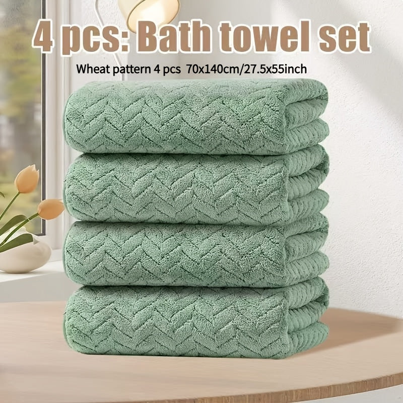 High-Quality BAYEXE 4pcs Set of Bath Towels | 27.5 Inches X 55 Inches | Absorbent, Lint-Free, Soft, Quick-Drying | Suitable for Swimming, Fitness, Sauna, Bathroom | Autumn, Winter, Christmas
