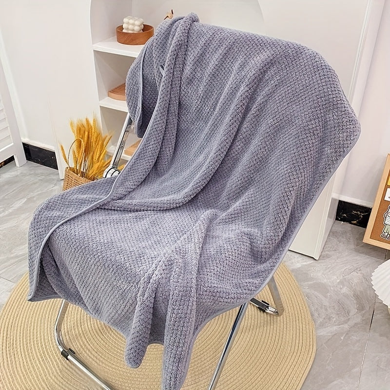3pcs Super Soft Coral Fleece Pineapple Grid Bath Towel - Absorbent, Large Size - Ideal for Beach, Home, and Bathroom Use