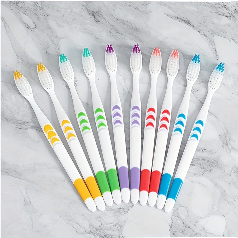 10pcs Bamboo Charcoal Double Ultra Soft Nano Toothbrushes, Adult Dental Personal Teeth Brush Support