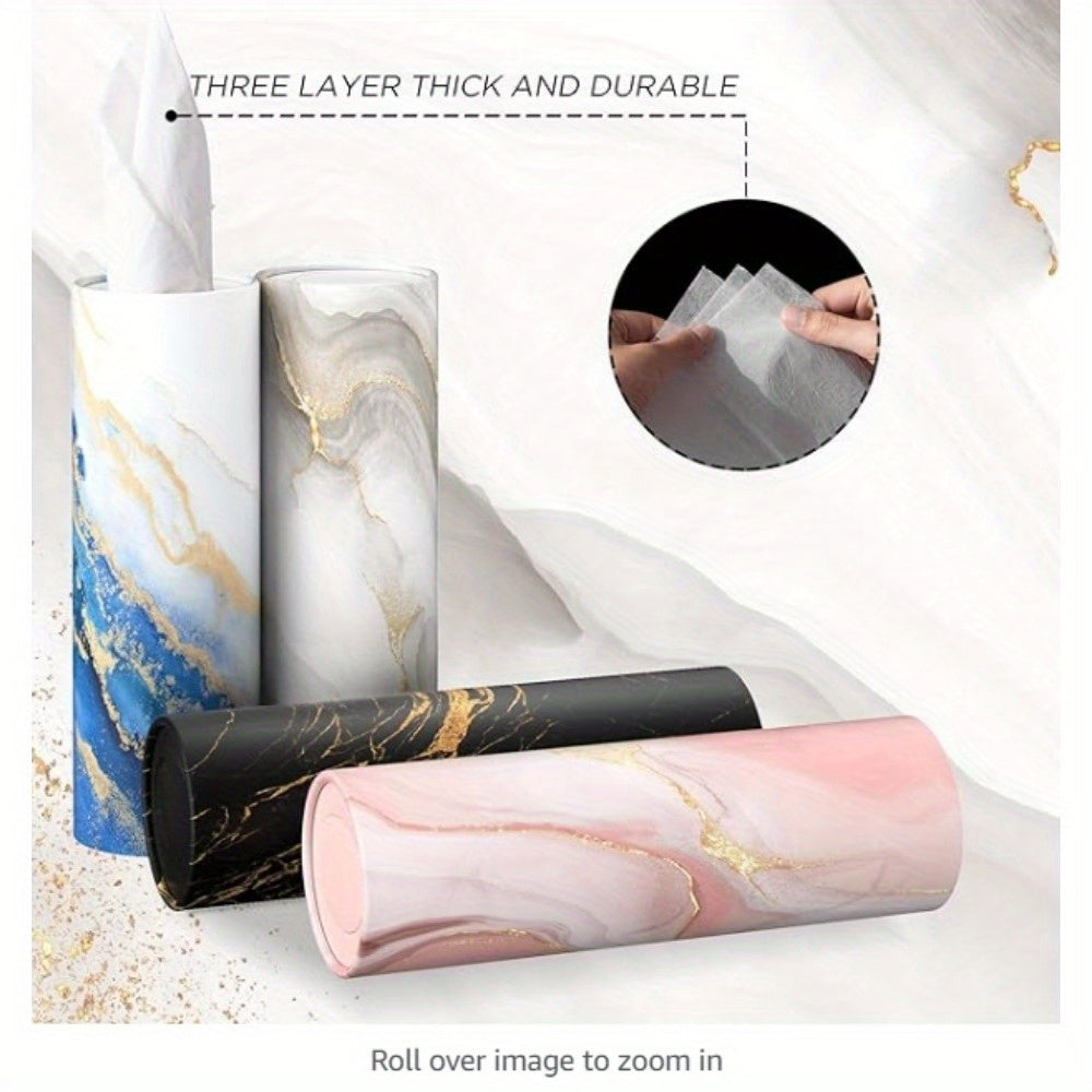 Boho Car Tissue Holder 4pcs Car Tissue Holder with 3-ply Facial Tissues, Round Tissue Boxes for Car Home Bathroom Office, Boho Style Round Tube Car Tissue Box Container