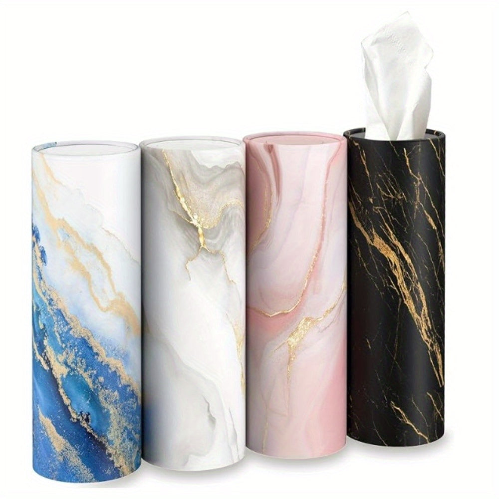 Boho Car Tissue Holder 4pcs Car Tissue Holder with 3-ply Facial Tissues, Round Tissue Boxes for Car Home Bathroom Office, Boho Style Round Tube Car Tissue Box Container