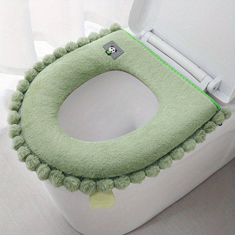 New thickened toilet cover U-shaped rabbit fur toilet mat toilet mat winter toilet seat ring toilet toilet mat, toilet seat zipper toilet cover thickened plush four seasons universal waterproof toilet mat toilet seat ring