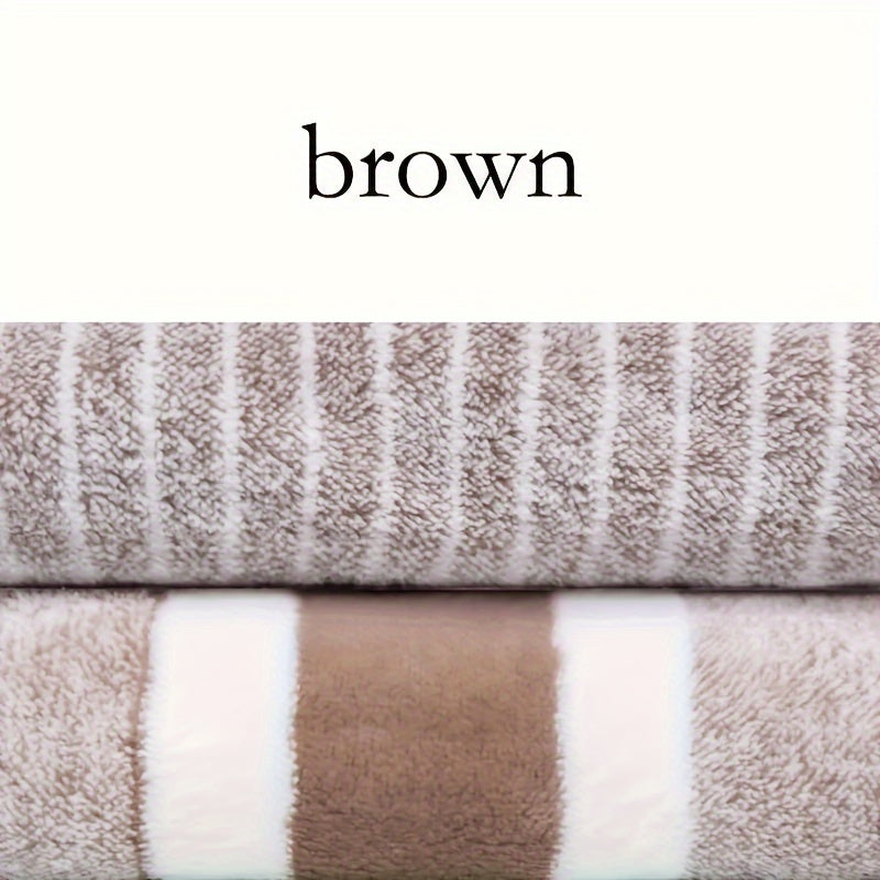 Deluxe Striped Towel Set Featuring a Short Hand Towel And a Long Bath Towel - Highly Absorbent, Fast-Drying, And Soft, Perfect for Family Use, Hotels, RV Trips, Outdoor Activities, Spas, And Salons - Comes with One Bath Towel And One Hand Towel.
