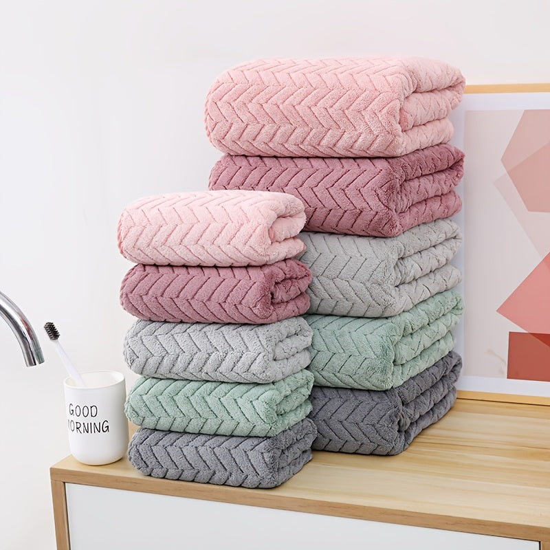 2pcs Bathroom Towel Set, Coral Fleece Plush Bath Towel Set, Quick-Drying, Absorbent, Soft, Household Bath Towel, Suitable for Home, Outing, SPA Use, Bathroom Accessories