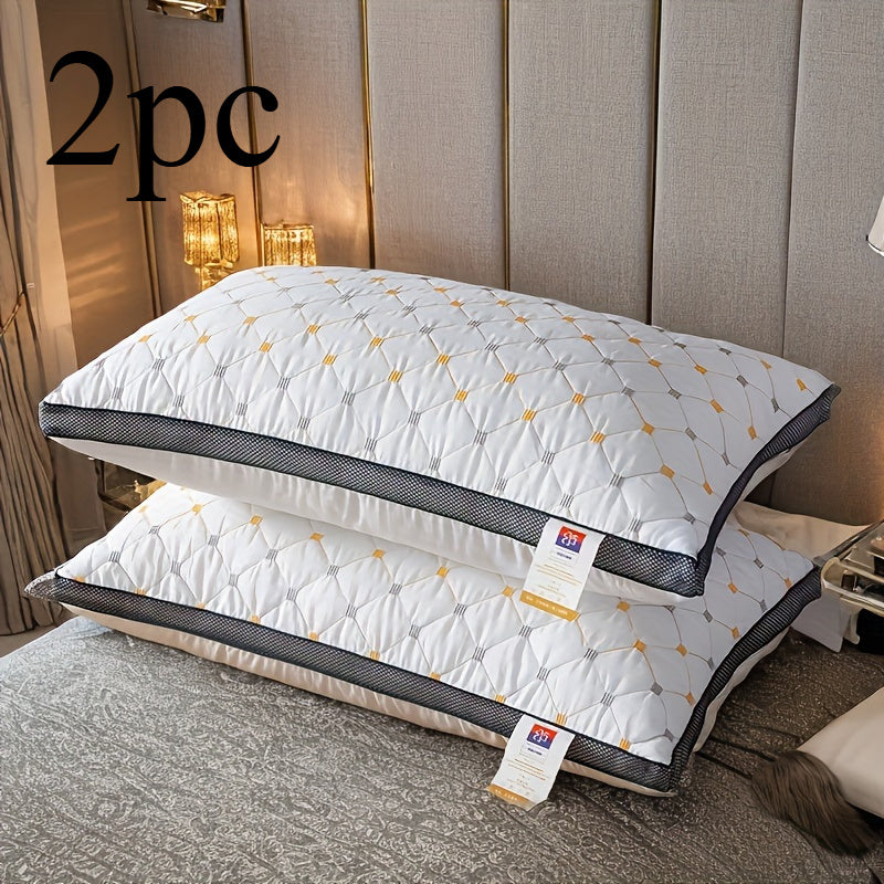 2pcs Boho Style Quilted Polyester Pillows - Zippered, Machine Washable, Multi-Position Comfort for Dorm & Hotel Use, Fantasy Themed, All-Season