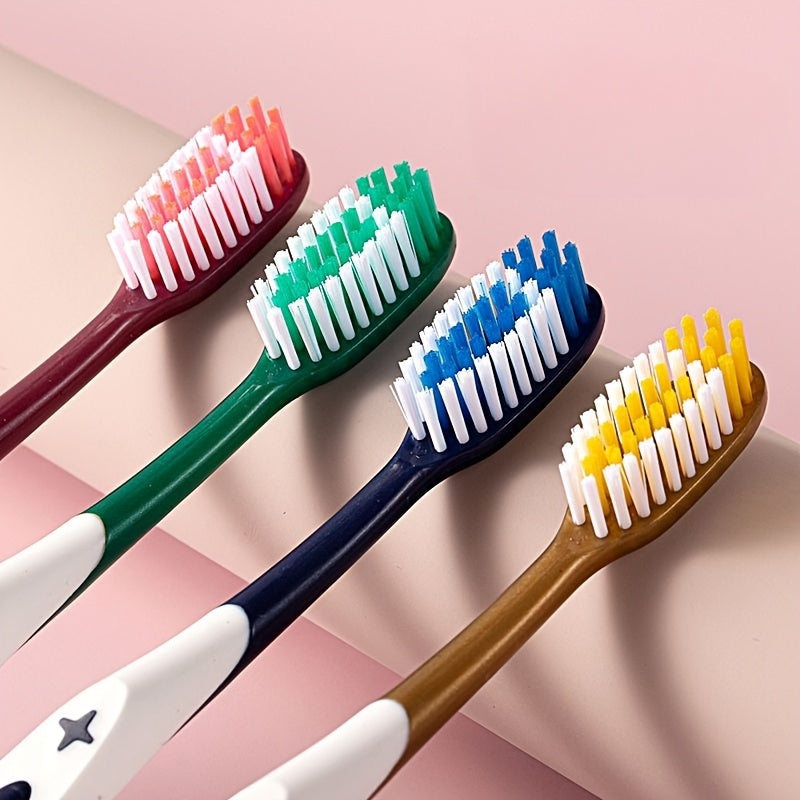 10pcs Multi-Color Adult Hard Bristle Toothbrushes with Large Brush Heads - High-Density Filaments for Effective Smoke & Stain Removal, Individually Wrapped for Hygiene