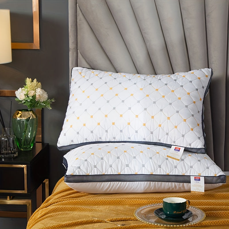 2pcs Boho Style Quilted Polyester Pillows - Zippered, Machine Washable, Multi-Position Comfort for Dorm & Hotel Use, Fantasy Themed, All-Season