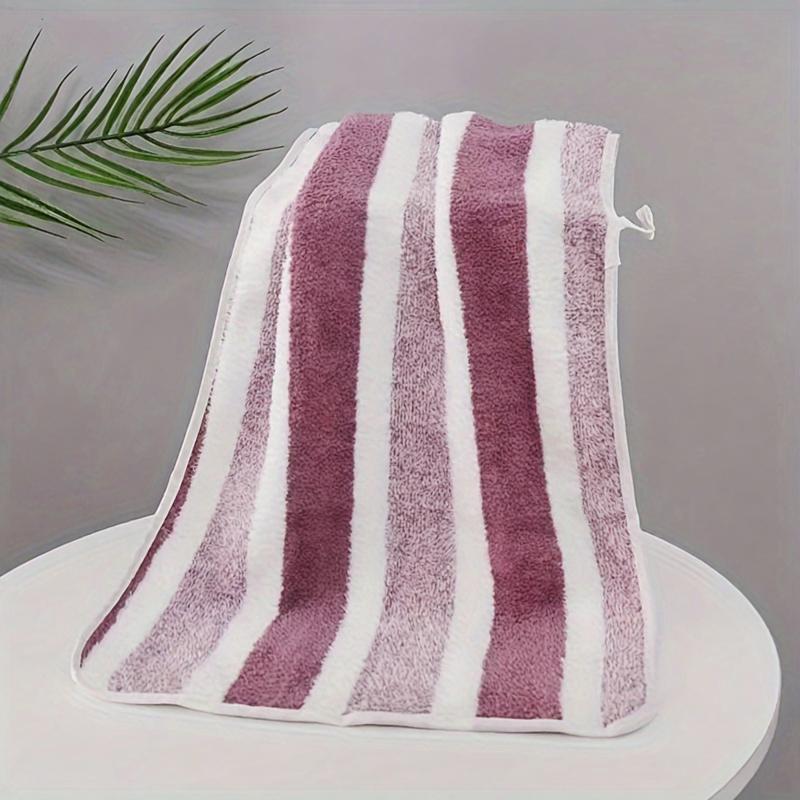 2pcs Striped Luxury Bath Towel Set, Super Soft, Quick Dry, Unscented, Super Absorbent, Gentle on Skin, Fashionable Multi-color Design, for Home and Spa Use, Relaxed-textured-hair, Normal Hair