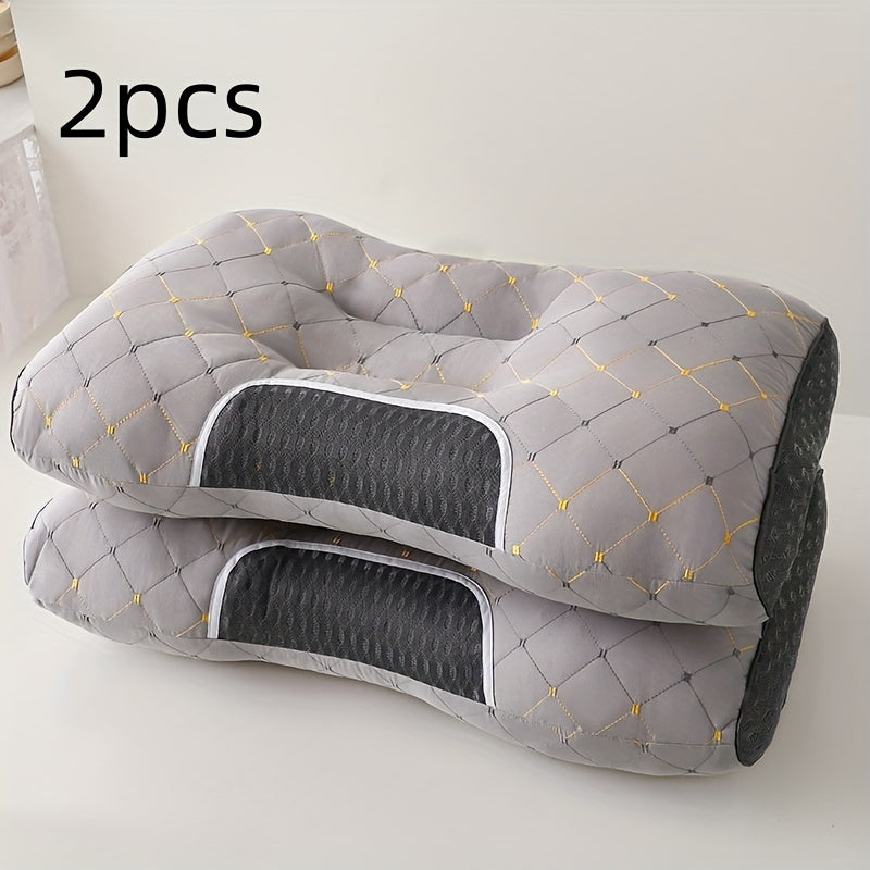 2pcs Ergonomic 3D Neck Support Pillows, Compressible Polyester Fiber & Cover, Washable Multi-Use Cushions for Sleeping, Ideal for Home, Hotel, Travel, Perfect Gift for Valentine's Day & Holidays