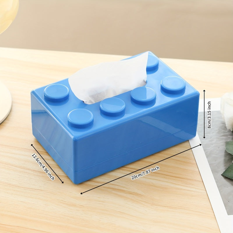 1pc Creative Building Block Design Plastic Tissue Box Holder - Wall-Mounted & Desktop Decorative Tissue Dispenser for Home, Kitchen, Bedroom, Living Room, Dining Room - Home Decor Storage Box