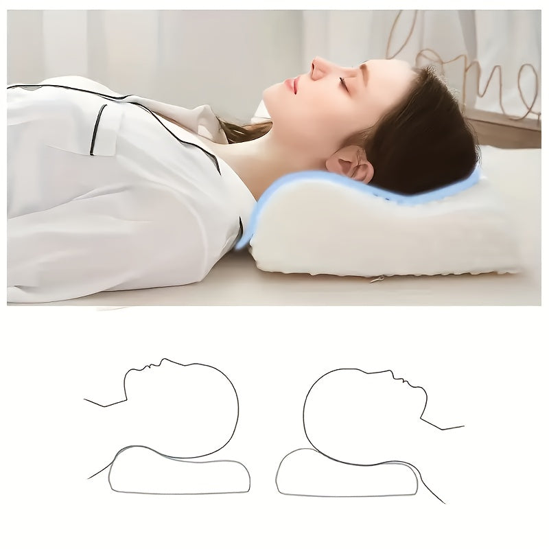 1pc Orthopedic Neck Support Pillow for Gentle Sleep Relief - Soft, Rebounding Comfort with Adjustable Cervical Spine Alignment, White Polyester Cover, Hand Wash Only, Pillow for Neck Pain