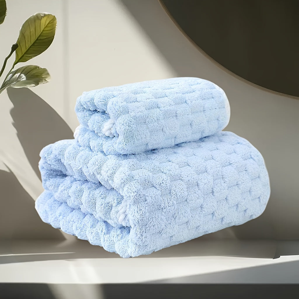 Ultra Soft Cloud Grid Bath Towels Set - Super Absorbent, Quick-Dry Microfiber for Spa & Fitness, Durable Everyday Use - Suitable for Autumn And Winter