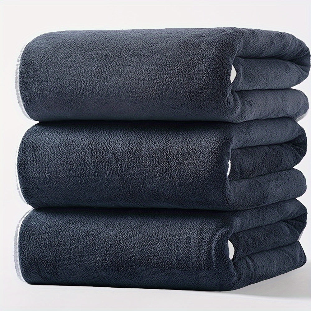 3pcs Warp knitted coral velvet Bath Towels Set, Soft Absorbent Towels, Suitable for Sensitive Skin Daily Use, 3 Bath Towels, Soft Skin-friendly Towel for Bathroom Gym Hotel Spa