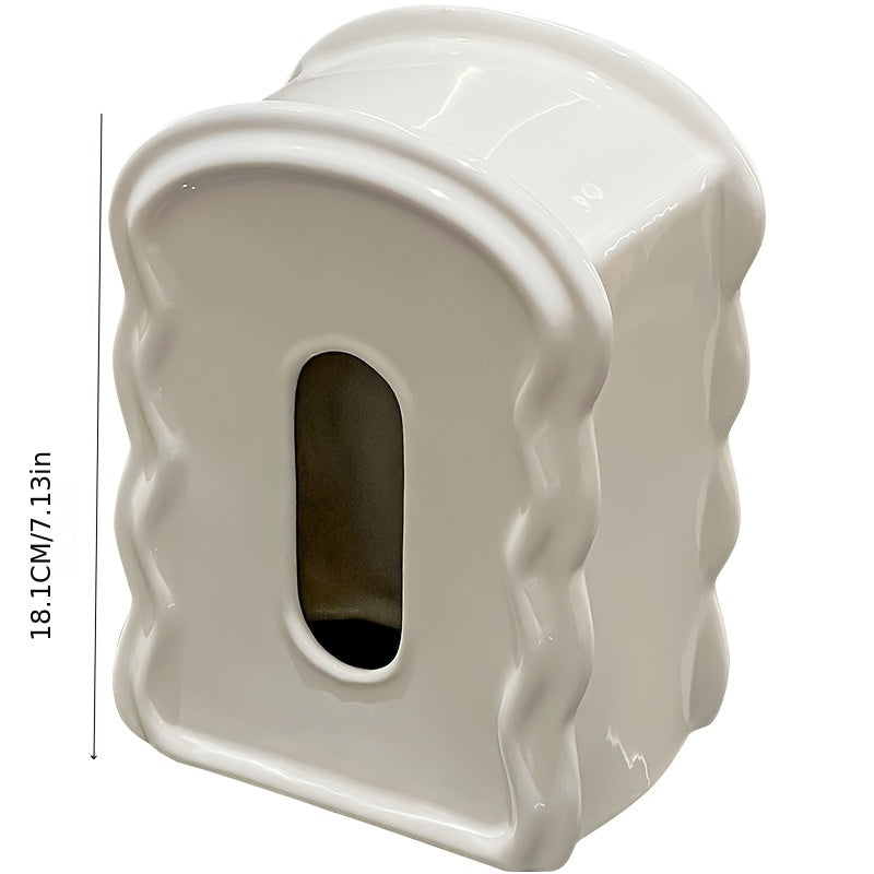 Luxury Wave Mirror and Tissue Box, Ceramic Dual-Use for Living Room, Decorative Statue for Coffee Table and Dining Desk