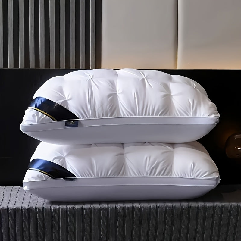 2pcs Luxury 5-Star Hotel Quality Pillows, 19x29 inches - Deep Sleep Neck Support, Four Seasons Non-Collapse High Pillow Core, Low Allergy Polyester Fiber Cover, Machine Washable, Modern Pillow Design | Soft Texture Surface, Sleeping Pillow
