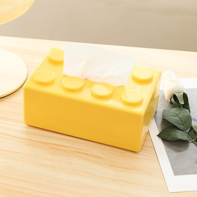 1pc Creative Building Block Design Plastic Tissue Box Holder - Wall-Mounted & Desktop Decorative Tissue Dispenser for Home, Kitchen, Bedroom, Living Room, Dining Room - Home Decor Storage Box