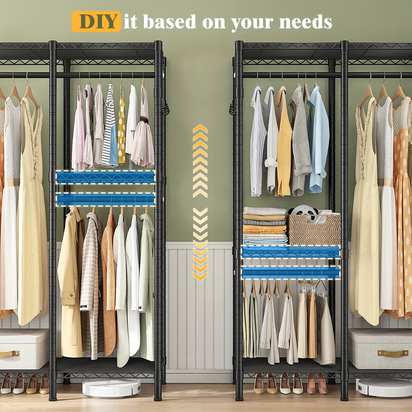 Heavy Duty Metal Rack Heavy Duty 910LBS Metal Clothes Rack - Freestanding Wardrobe Closet Rack - 75\