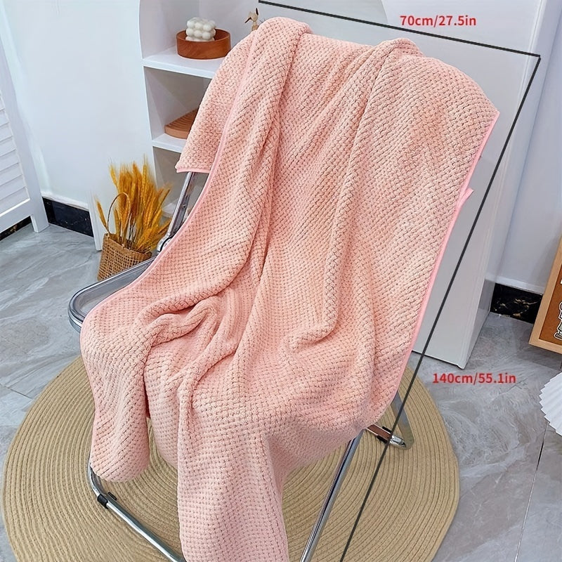 3pcs Super Soft Coral Fleece Pineapple Grid Bath Towel - Absorbent, Large Size - Ideal for Beach, Home, and Bathroom Use