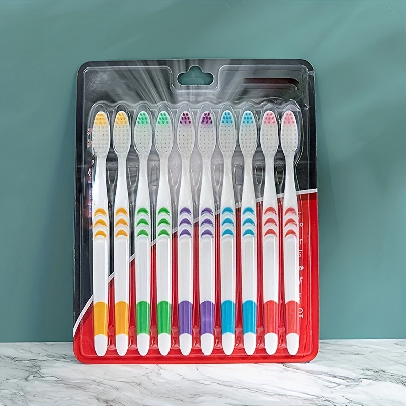 10pcs Bamboo Charcoal Double Ultra Soft Nano Toothbrushes, Adult Dental Personal Teeth Brush Support