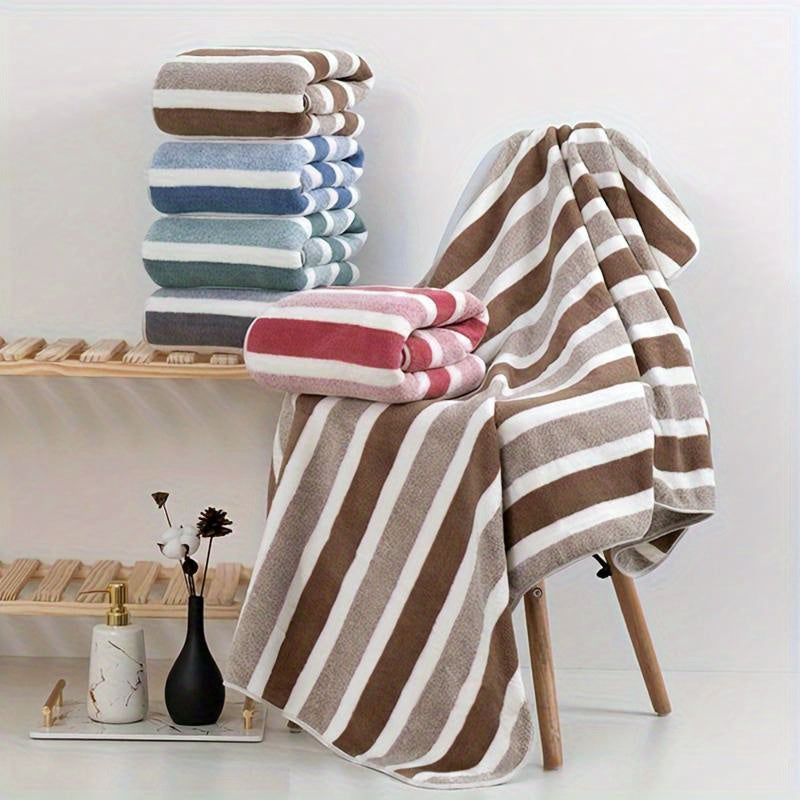 2pcs Luxurious SoftTouch Striped Bath Towel Set - Ultra-Absorbent, Quick-Dry & Gentle on Skin for Ultimate Comfort - Ideal for Home Decor, Beauty Salons & Spa Experience