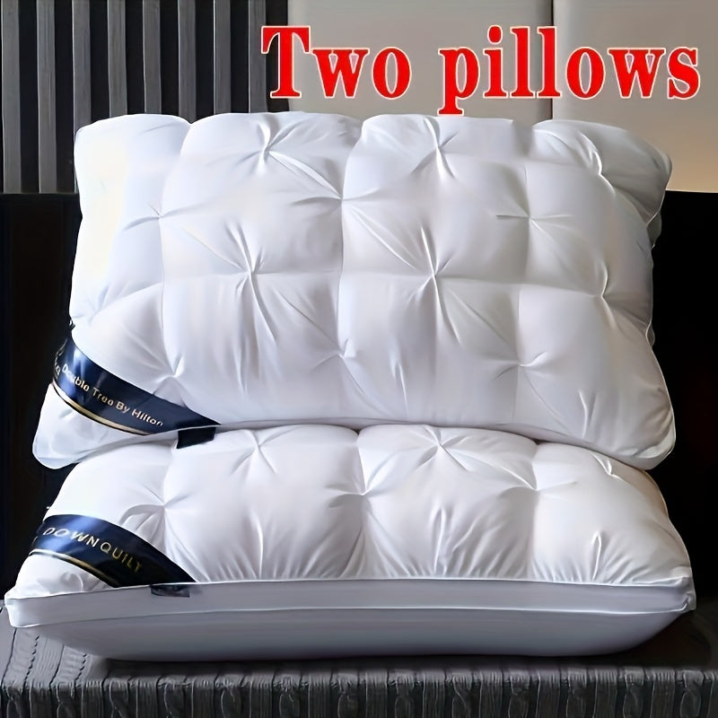 2pcs Luxury 5-Star Hotel Quality Pillows, 19x29 inches - Deep Sleep Neck Support, Four Seasons Non-Collapse High Pillow Core, Low Allergy Polyester Fiber Cover, Machine Washable, Modern Pillow Design | Soft Texture Surface, Sleeping Pillow