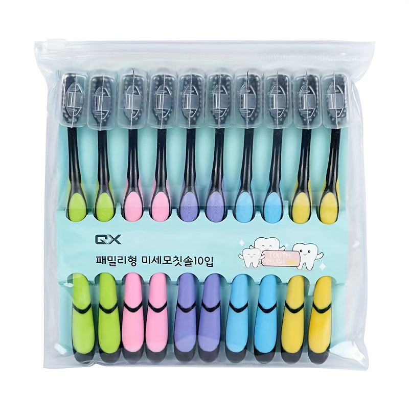 10pcs Soft-bristled Toothbrush Set - Family Oral Care Use Sharpened Soft-bristled Bamboo Charcoal Soft-bristled Toothbrush for Cleaner, Soft-bristled Toothbrush Set for Men and Women Family Couple Toothbrush