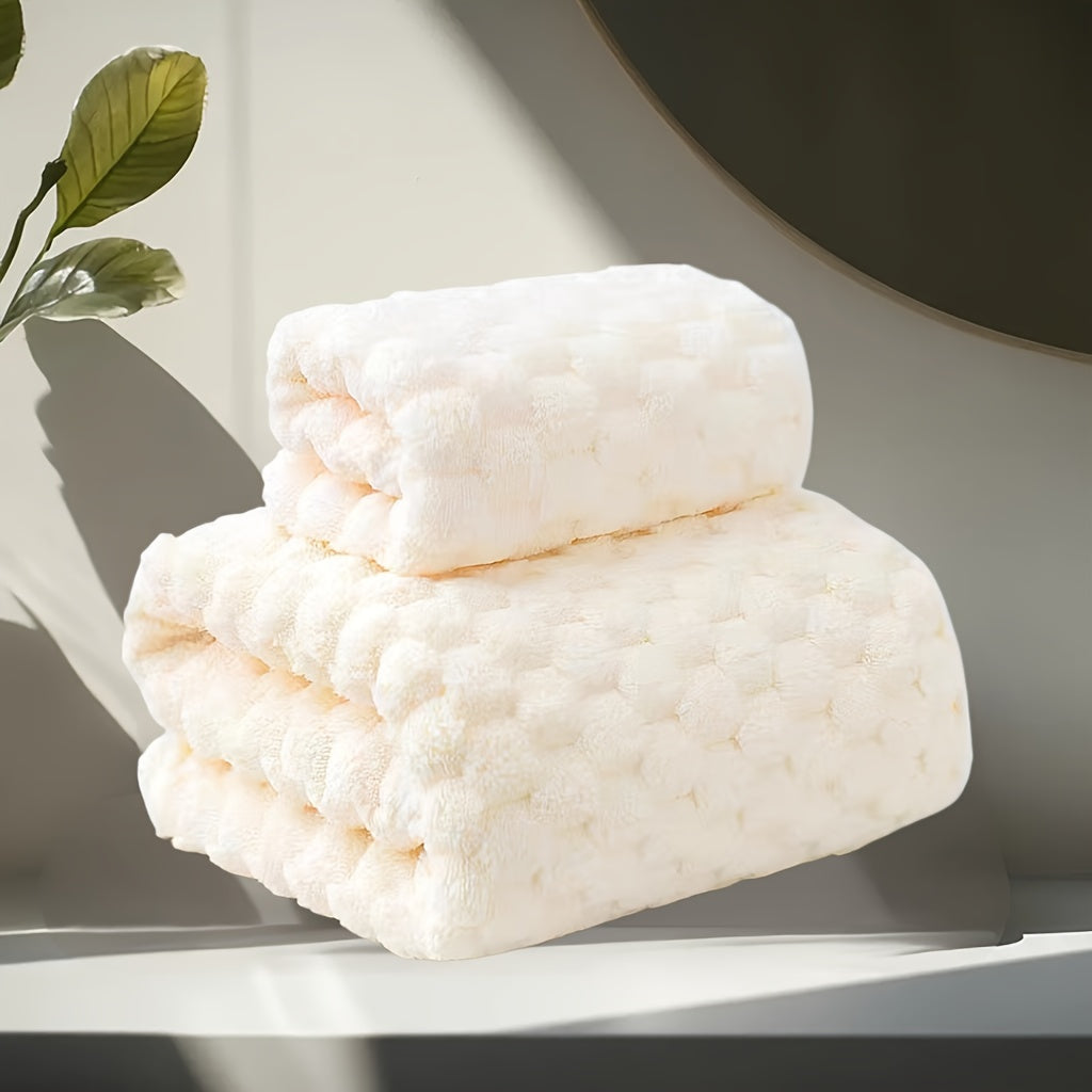 Ultra Soft Cloud Grid Bath Towels Set - Super Absorbent, Quick-Dry Microfiber for Spa & Fitness, Durable Everyday Use - Suitable for Autumn And Winter