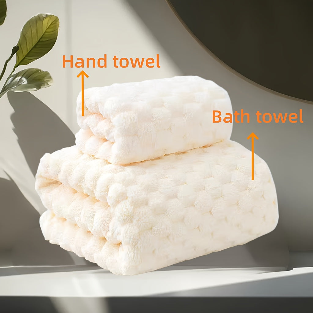 Ultra Soft Cloud Grid Bath Towels Set - Super Absorbent, Quick-Dry Microfiber for Spa & Fitness, Durable Everyday Use - Suitable for Autumn And Winter