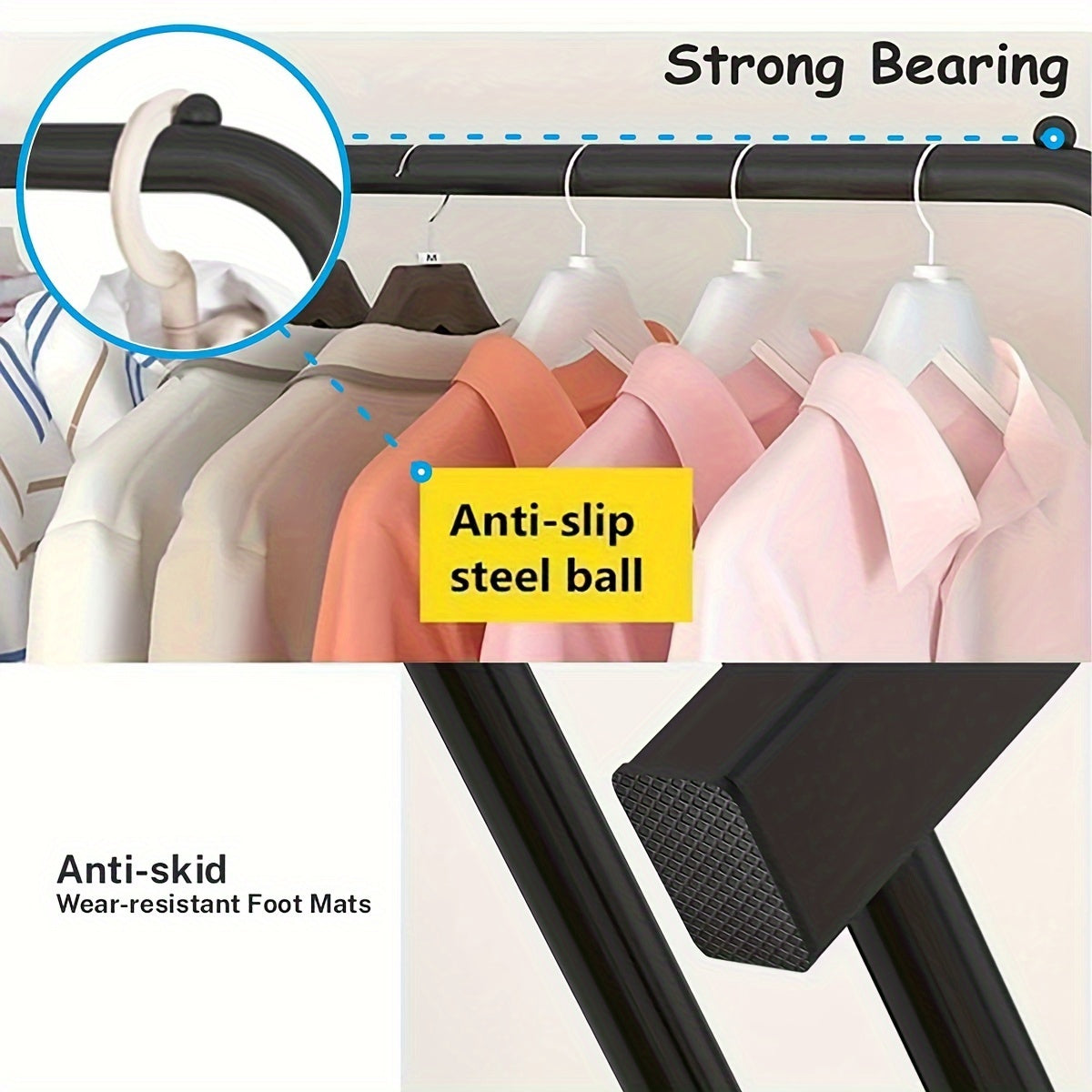 Stainless Steel Closet Organizer 1pc Multifunctional Stainless Steel Clothes Rack - Easy-to-Assemble Wardrobe Organizer with Shoe Storage Shelf, Space-Saving Design