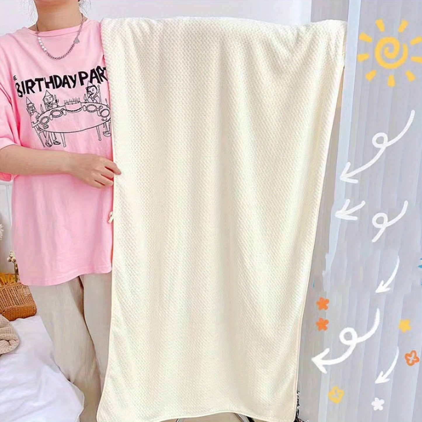 3pcs Super Soft Coral Fleece Pineapple Grid Bath Towel - Absorbent, Large Size - Ideal for Beach, Home, and Bathroom Use