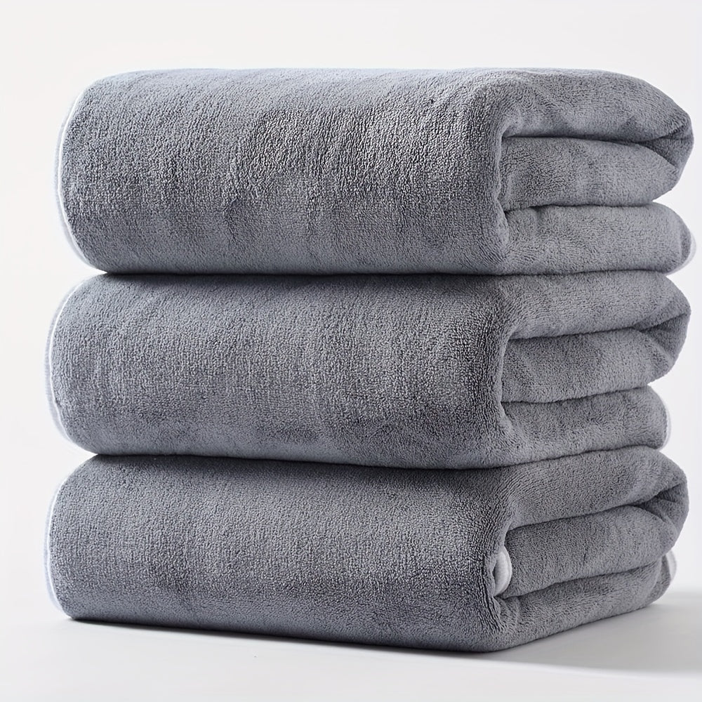 3pcs Warp knitted coral velvet Bath Towels Set, Soft Absorbent Towels, Suitable for Sensitive Skin Daily Use, 3 Bath Towels, Soft Skin-friendly Towel for Bathroom Gym Hotel Spa