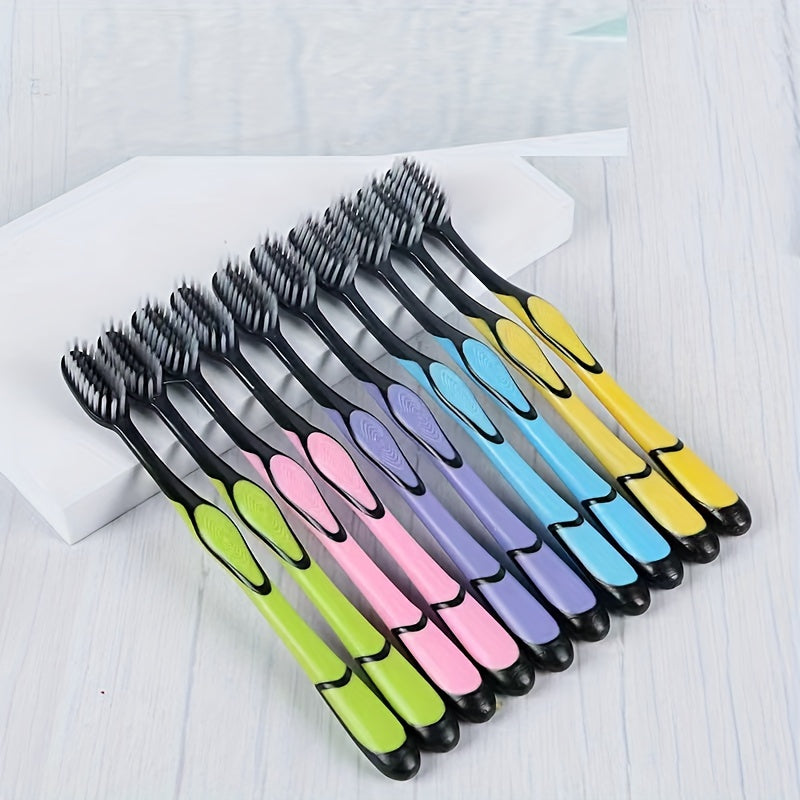 10pcs Soft-bristled Toothbrush Set - Family Oral Care Use Sharpened Soft-bristled Bamboo Charcoal Soft-bristled Toothbrush for Cleaner, Soft-bristled Toothbrush Set for Men and Women Family Couple Toothbrush