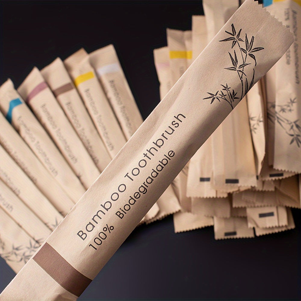 60pcs Bamboo Toothbrushes, Suitable for Adults, Soft Nylon Bristles, 100% Biodegradable, Full Head Design, Suitable for Deep Oral Cleaning and Daily Teeth Care - Unscented, Suitable for Men and Women, High-Quality Toothbrush Set