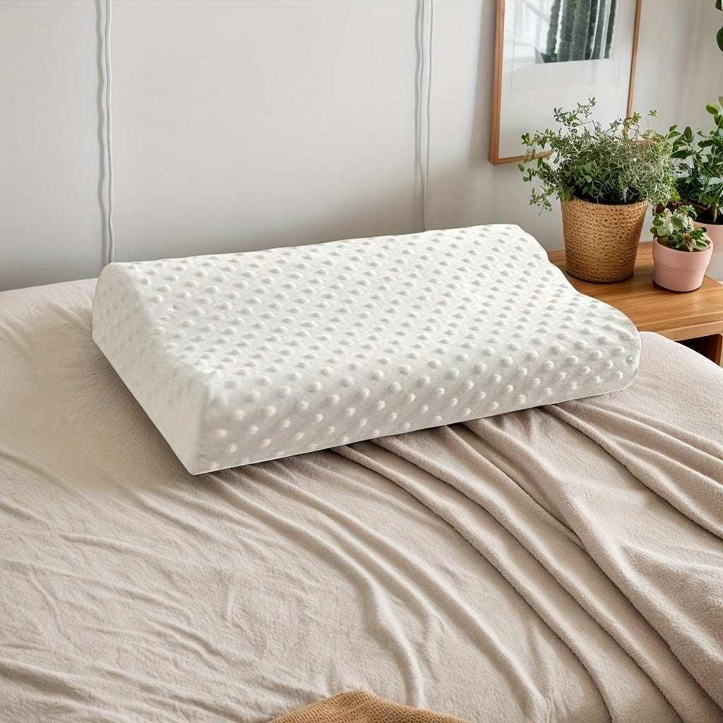 1pc Orthopedic Neck Support Pillow for Gentle Sleep Relief - Soft, Rebounding Comfort with Adjustable Cervical Spine Alignment, White Polyester Cover, Hand Wash Only, Pillow for Neck Pain