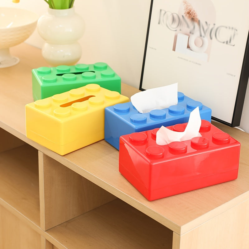 1pc Creative Building Block Design Plastic Tissue Box Holder - Wall-Mounted & Desktop Decorative Tissue Dispenser for Home, Kitchen, Bedroom, Living Room, Dining Room - Home Decor Storage Box