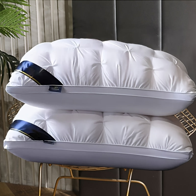 2pcs Luxury 5-Star Hotel Quality Pillows, 19x29 inches - Deep Sleep Neck Support, Four Seasons Non-Collapse High Pillow Core, Low Allergy Polyester Fiber Cover, Machine Washable, Modern Pillow Design | Soft Texture Surface, Sleeping Pillow