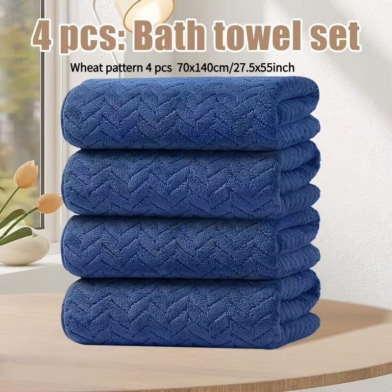 High-Quality BAYEXE 4pcs Set of Bath Towels | 27.5 Inches X 55 Inches | Absorbent, Lint-Free, Soft, Quick-Drying | Suitable for Swimming, Fitness, Sauna, Bathroom | Autumn, Winter, Christmas