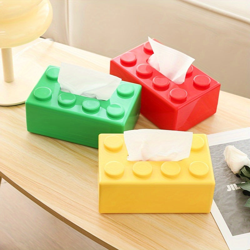 1pc Creative Building Block Design Plastic Tissue Box Holder - Wall-Mounted & Desktop Decorative Tissue Dispenser for Home, Kitchen, Bedroom, Living Room, Dining Room - Home Decor Storage Box