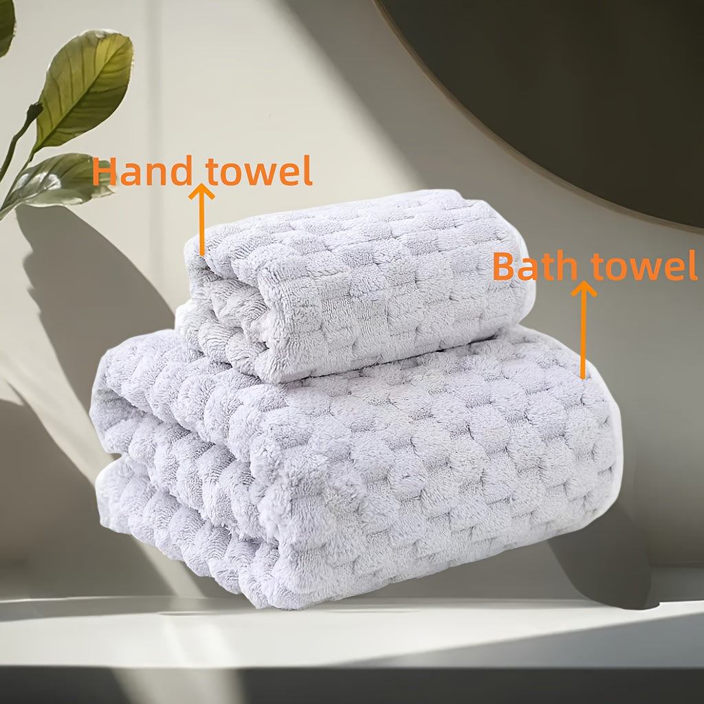 Ultra Soft Cloud Grid Bath Towels Set - Super Absorbent, Quick-Dry Microfiber for Spa & Fitness, Durable Everyday Use - Suitable for Autumn And Winter