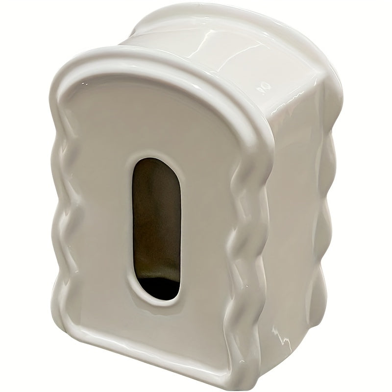 Luxury Wave Mirror and Tissue Box, Ceramic Dual-Use for Living Room, Decorative Statue for Coffee Table and Dining Desk