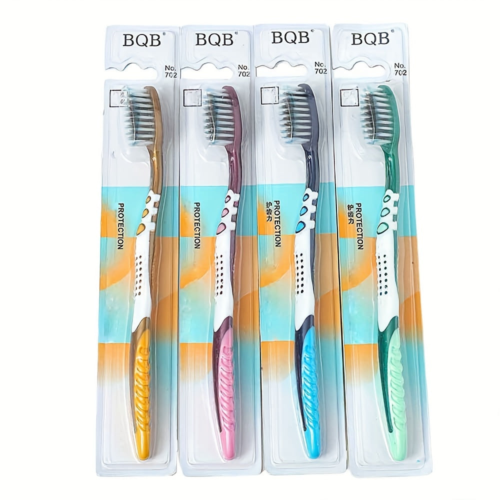 4pcs Soft Nylon Bristle Toothbrushes for Adults – Ultra-Soft, Wide Head, Anti-Slip Handle, Vibrant Color Combinations (Blue, Green, Red, White) – Gentle on Sensitive Teeth & Gums, Daily Oral Hygiene | Stylish Oral Hygiene | Pp+Ptr Handle