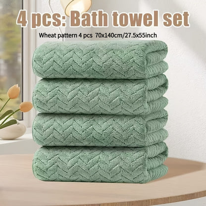 High-Quality BAYEXE 4pcs Set of Bath Towels | 27.5 Inches X 55 Inches | Absorbent, Lint-Free, Soft, Quick-Drying | Suitable for Swimming, Fitness, Sauna, Bathroom | Autumn, Winter, Christmas