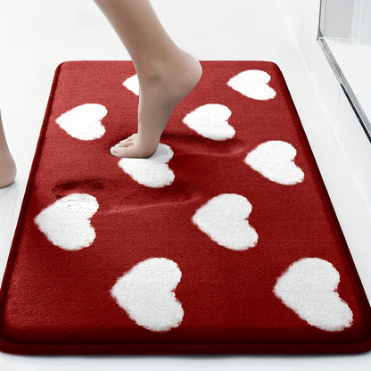 3pcs Valentine'S Day Bathroom Mat Set - Non-Slip, Machine Washable, Knit Polyester Bath Rug, Contour Mat, and Toilet Lid Cover - 550gsm, 1.2cm Thick, Rectangle Home Decor