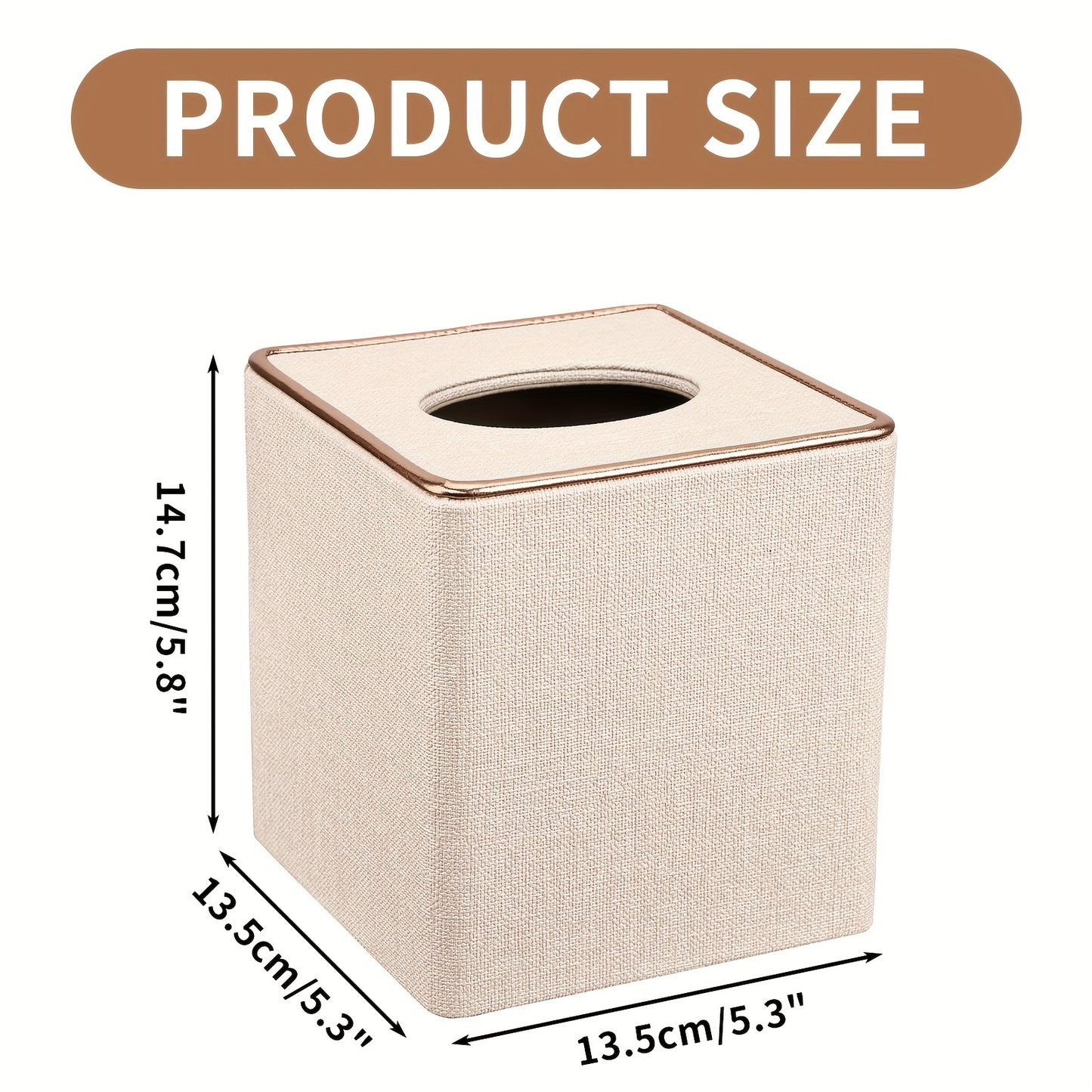 1pc Luxury Golden Edge Square Pearl White Tissue Box Holder - PU Leather Draw Paper Cartridge for Home, Office, and Car - Elegant Design, Easy to Use, and Space-Saving