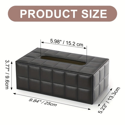 1pc, Tissue Box, Black Grid Rectangular Large Size Tissue Box, Home Daily Use Desktop Tissue Storage Box, Suitable For Bedroom, Living Room And Car, Home Decoration, Kitchen Gadgets, Christmas Decorations