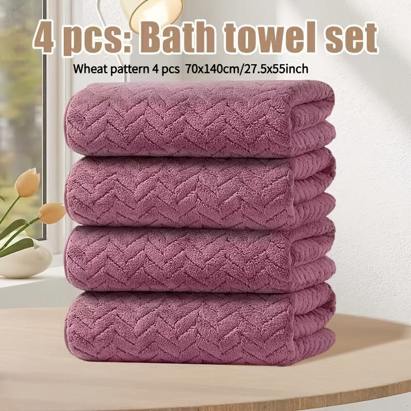 High-Quality BAYEXE 4pcs Set of Bath Towels | 27.5 Inches X 55 Inches | Absorbent, Lint-Free, Soft, Quick-Drying | Suitable for Swimming, Fitness, Sauna, Bathroom | Autumn, Winter, Christmas