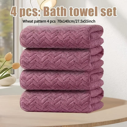 High-Quality BAYEXE 4pcs Set of Bath Towels | 27.5 Inches X 55 Inches | Absorbent, Lint-Free, Soft, Quick-Drying | Suitable for Swimming, Fitness, Sauna, Bathroom | Autumn, Winter, Christmas
