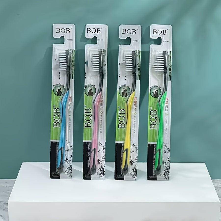 Bamboo Charcoal Toothbrushes, Soft Bristle, Adult Large Head, Firm Bristle, Colorful Ergonomic Handles, Oral Care, With Individual Cases
