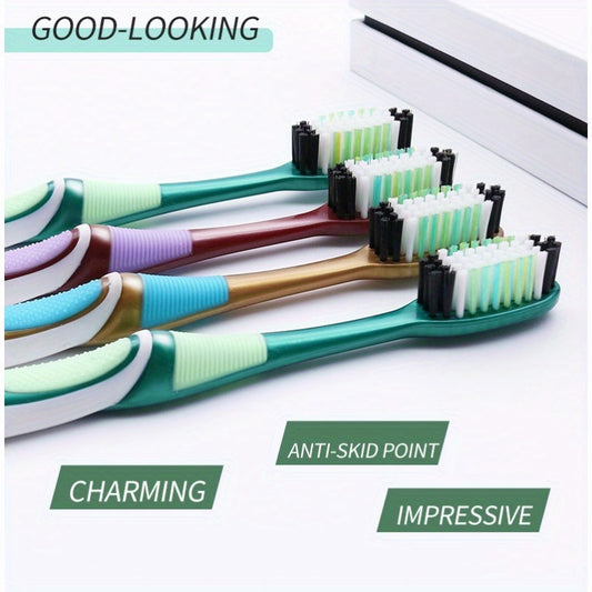 6pcs Multi-Color Toothbrushes 6pcs Microfiber Bristle Toothbrushes for Adults, Skid-Resistant, Ergonomic Handles, Charmin Design, with Anti-Cavities & Gingivitis for Efficient Cleaning